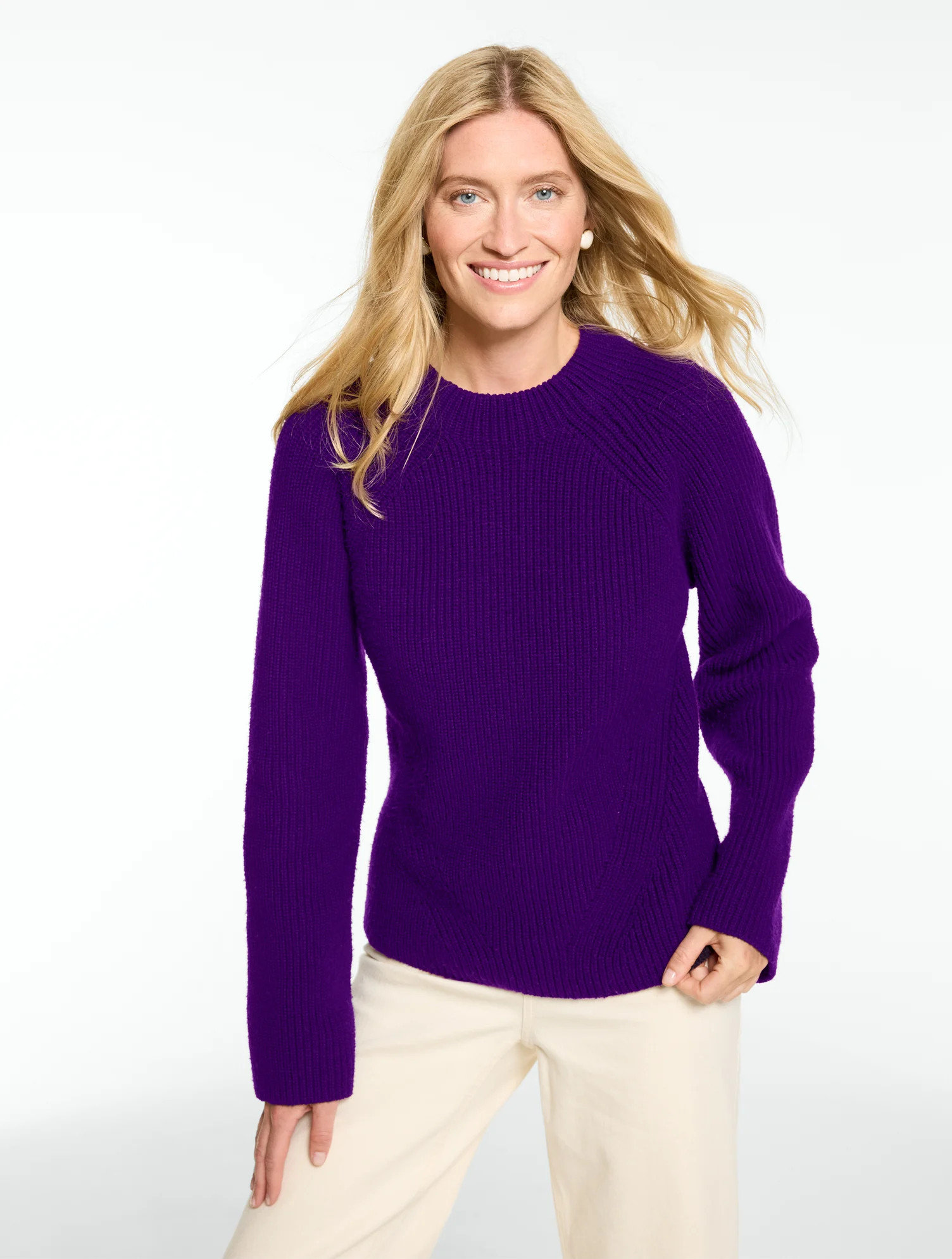 Petite - Shaker Knit Crewneck Sweater - Loden Frost - 2XS Talbots | Talbots