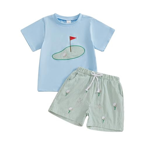 FYBITBO Toddler Baby Boy Golf Outfit Golf Short Sleeve T Shirt and Casual Shorts Spring Summer Baby Boy Clothes (Sky Blue, 2-3T) | Amazon (US)
