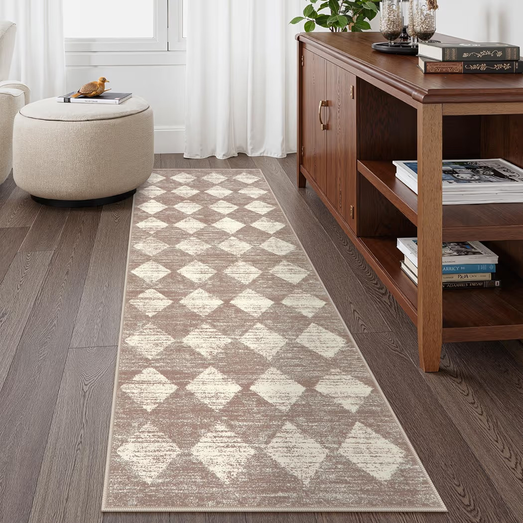 Lahome Moroccan Treills Runner Rug 2x6 Checkered Kitchen Bathroom Hallway Entryway | Amazon (US)