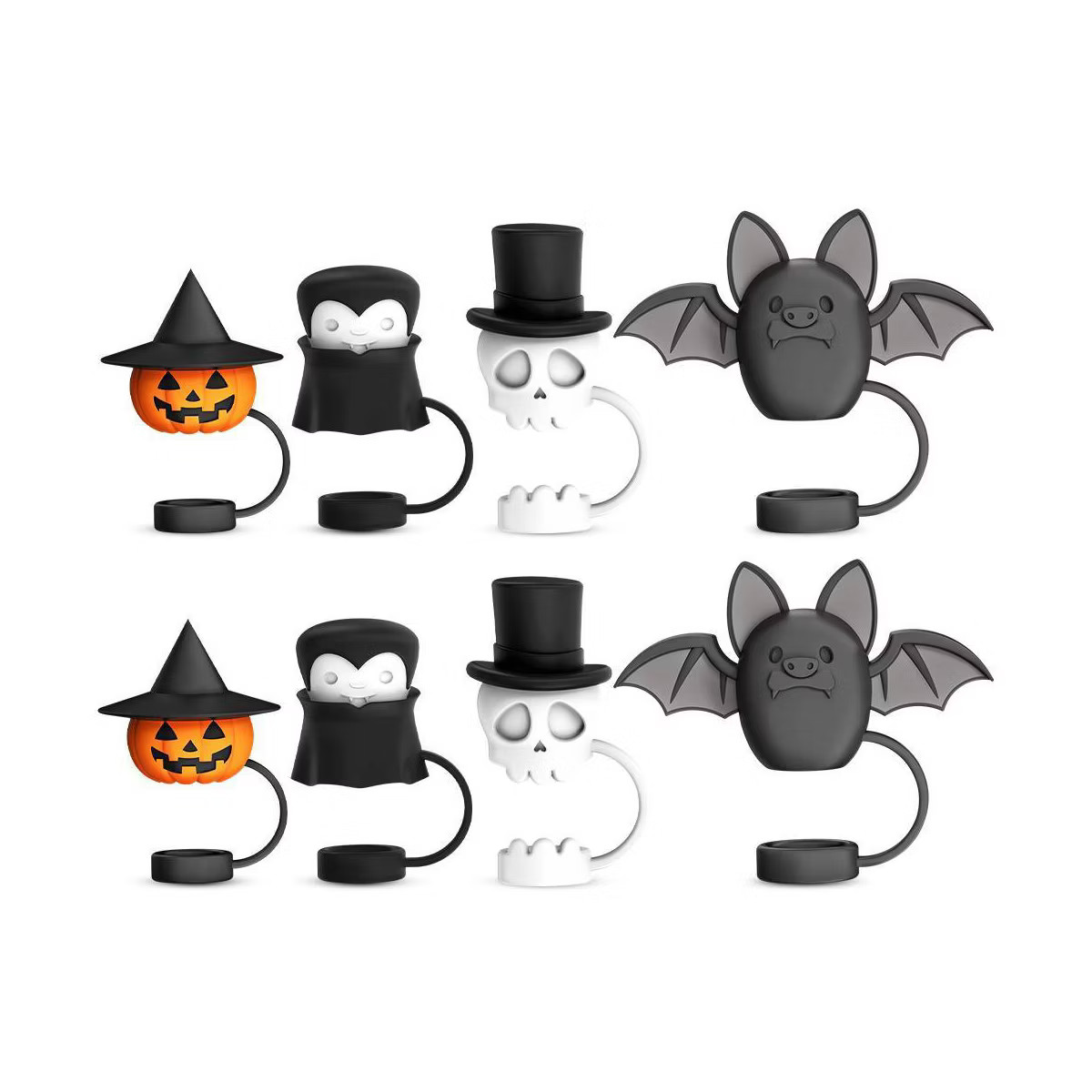 Ototo 8pc Boo Team Straw Toppers Silicone Drink Accessories Multicolor | Target