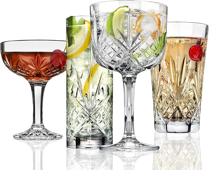 Godinger Barware Drinkware Mixology Set - Gin Glasses, Collins Tall Glasses, Bar Cups and Champag... | Amazon (US)