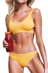 Click for more info about Cupshe Women's Yellow Ribbed Cutout Low Waisted Bikini Swimsuit Set, S