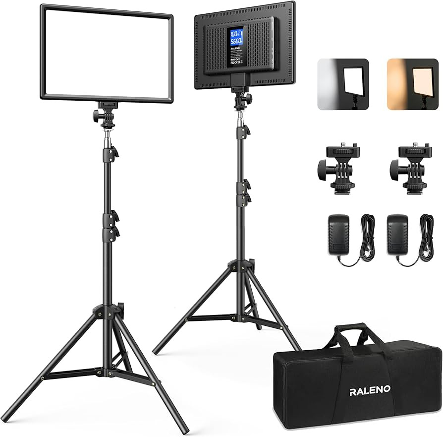 RALENO 13" Edge-Lit LED Video Light Panel Kit (2-Pack), Bi-Color 2500K-6500K Soft Studio Lights w... | Amazon (US)