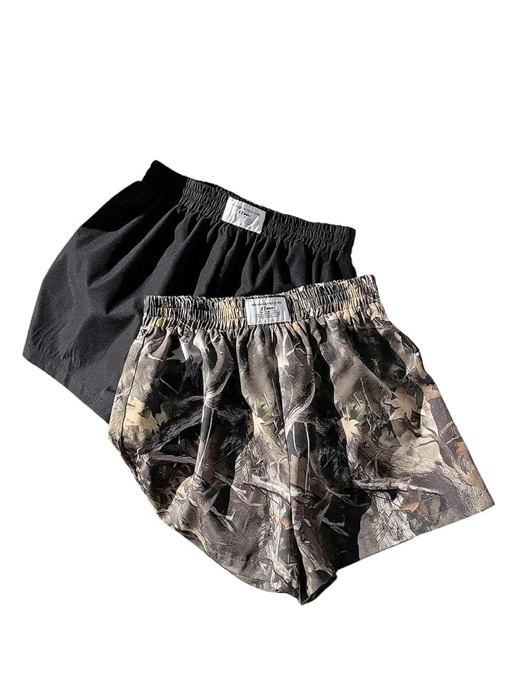 MakeMeChic Women's 2 Pack Linen Shorts Summer Beach Pajama Boxer Shorts | Amazon (US)