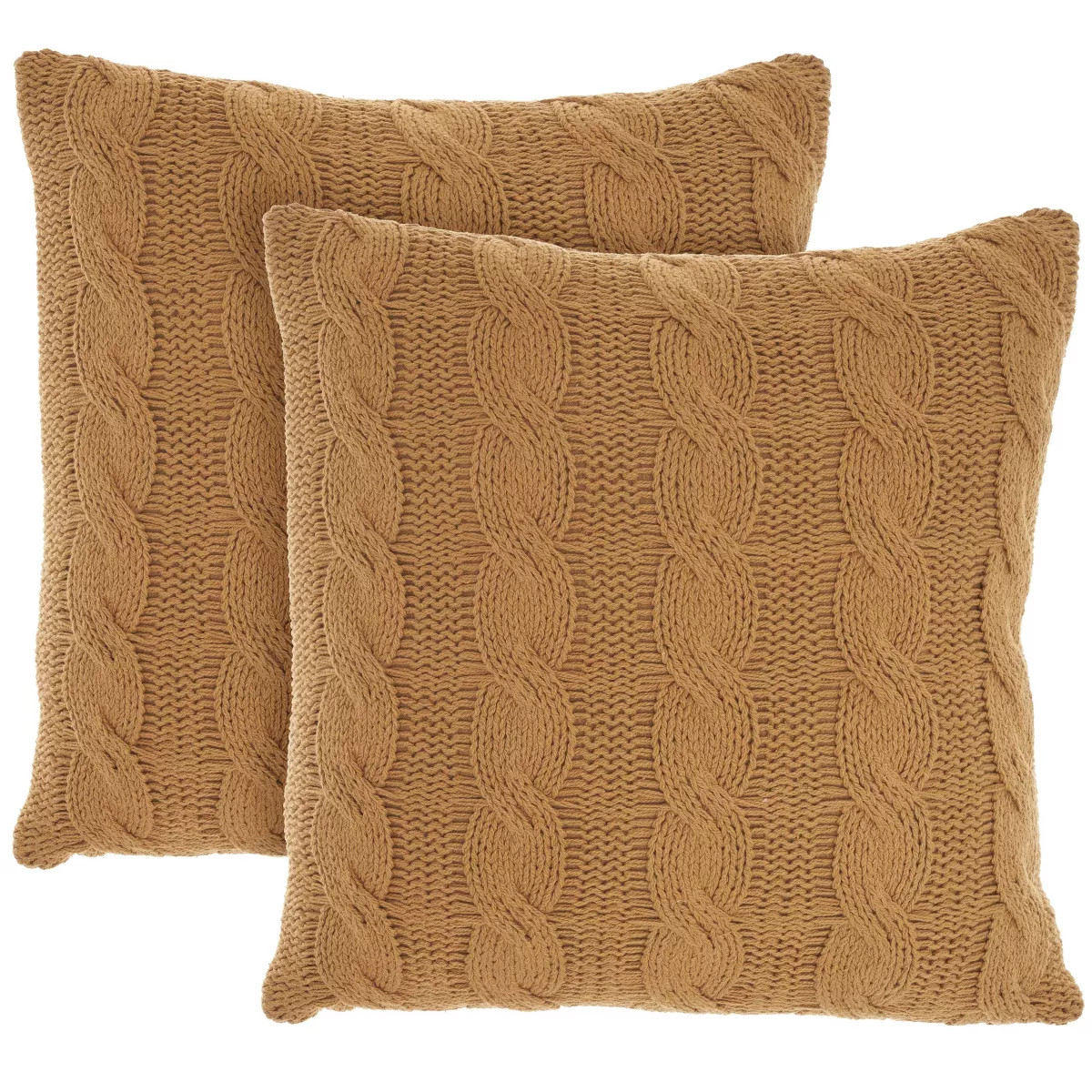 Mina Victory Life Styles Cotton Knitted 18"x18" Indoor Throw Pillows Set of 2 GOLD | Target