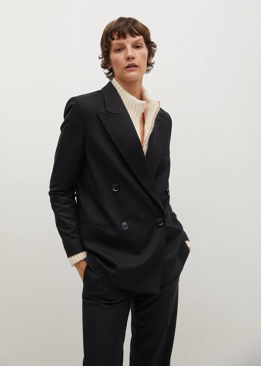 Double-breasted structured blazer | MANGO (US)