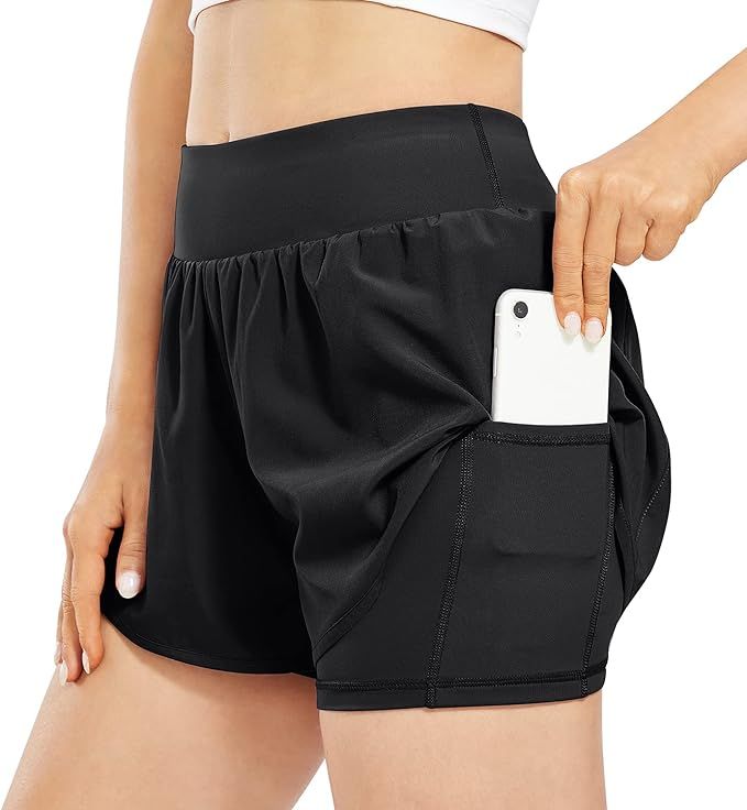 Promover 2 in 1 Running Shorts with Pocket for Women Quick Dry Workout Athletic Shorts with Liner... | Amazon (US)