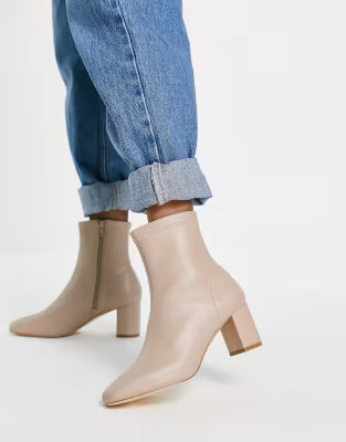 Ever New square toe ankle boots in beige | ASOS (Global)