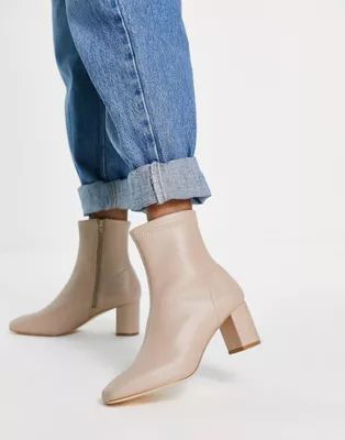 Ever New square toe ankle boots in beige | ASOS (Global)