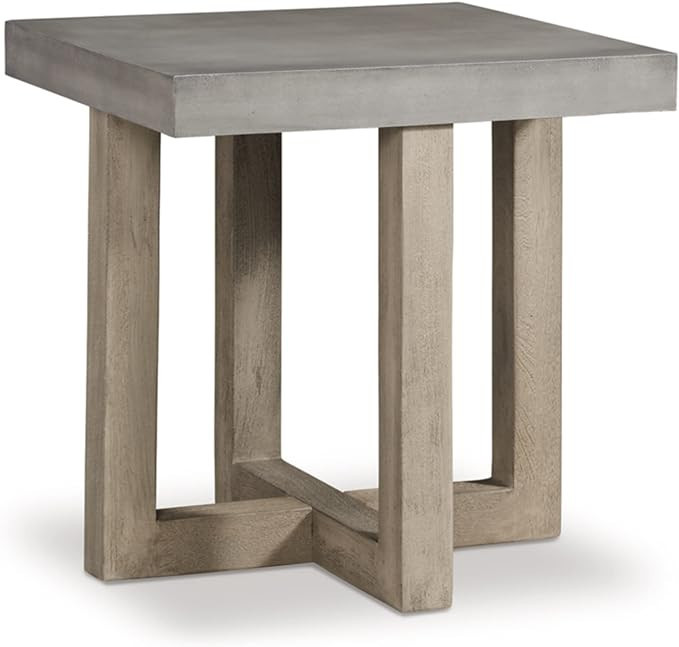 Signature Design by Ashley Lockthorne Contemporary Square End Table with Faux Concrete Finished T... | Amazon (US)