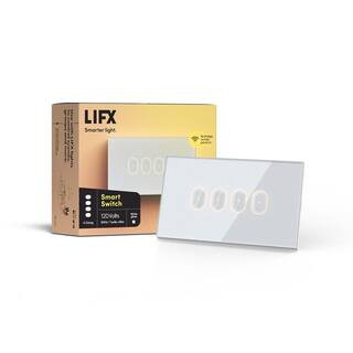 LIFX 1-Pole 4-Buttons Smart Wi-Fi Touch Light Switch, White, Works with Alexa/Hey Google/HomeKit/... | The Home Depot
