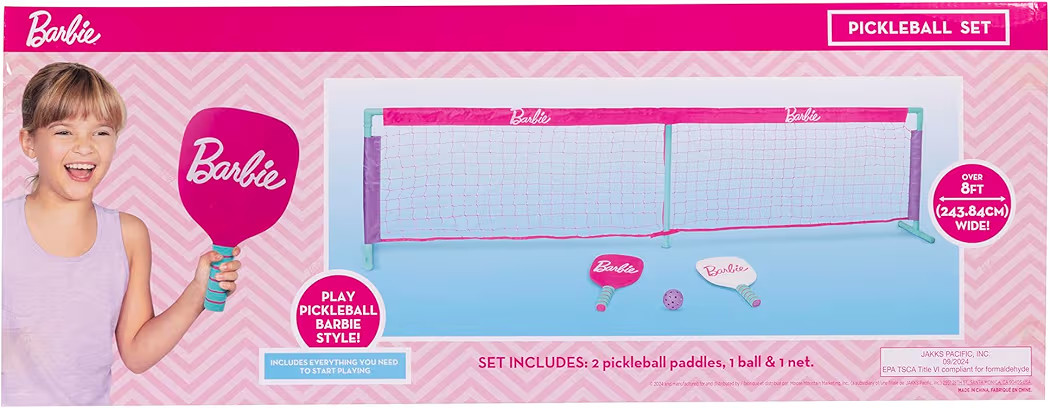 Barbie Kids Pickleball Set – Includes 2 Paddles, 1 Ball & Net – Portable Outdoor/Indoor Pickl... | Amazon (US)