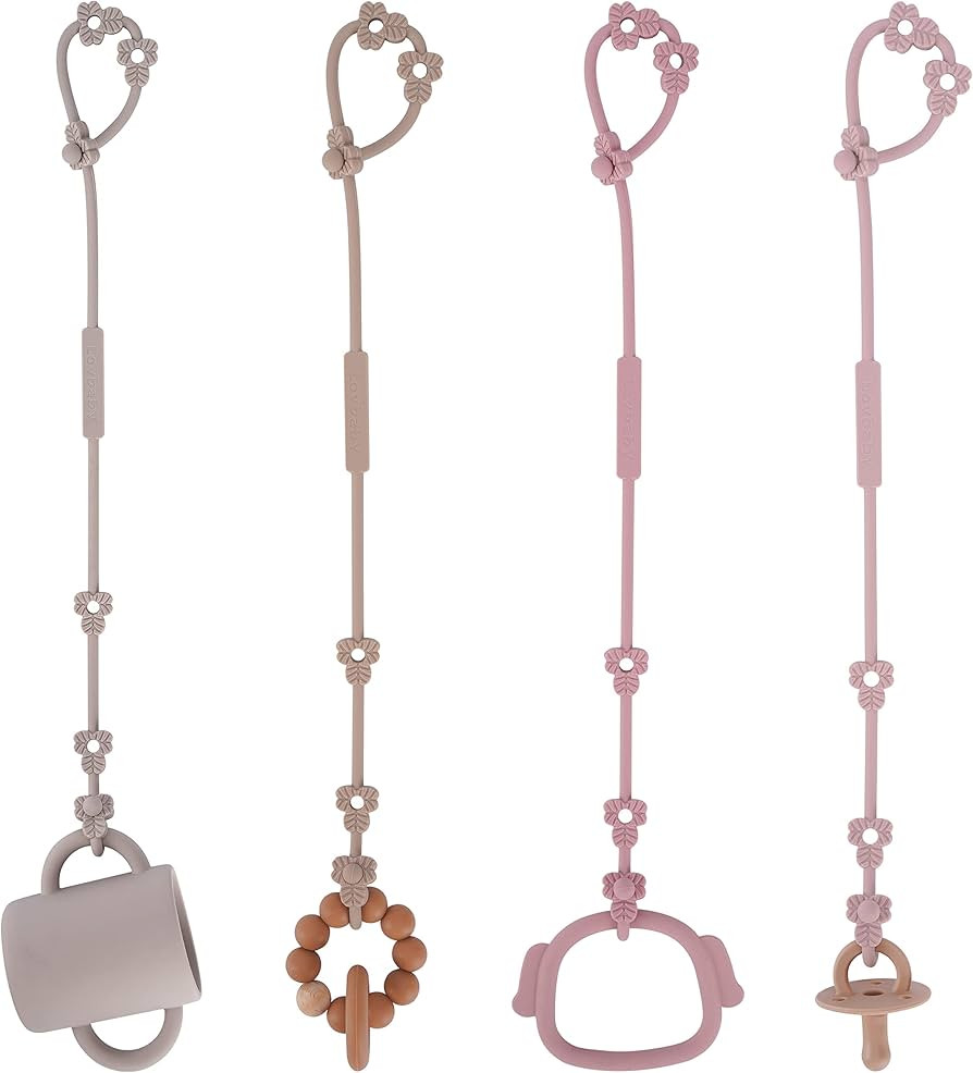 Toy Safety Straps, Silicone Pacifier Clips, Adjustable Stretchable Sippy Cup Straps for Strollers... | Amazon (US)
