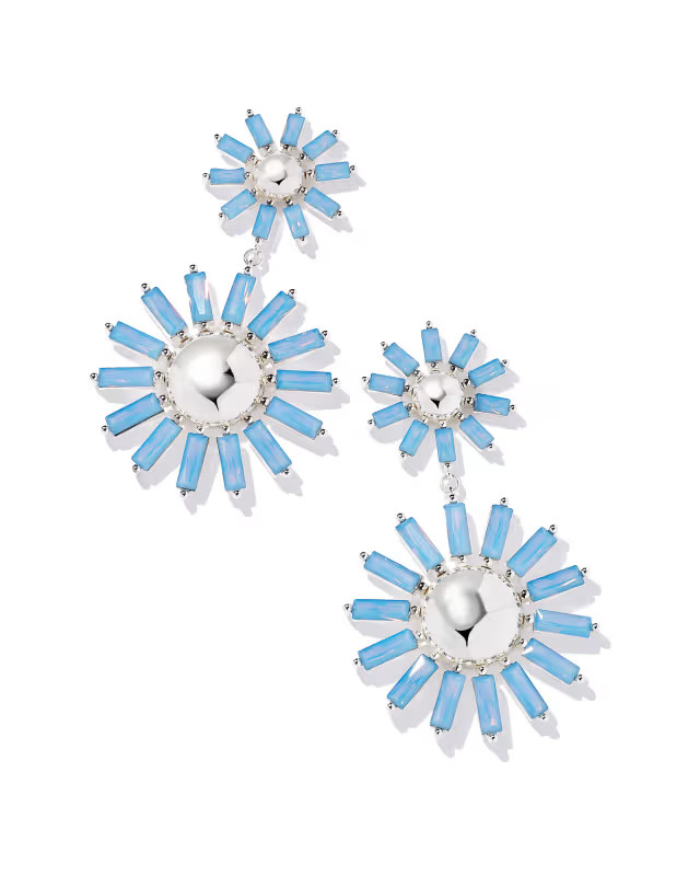 Madison Daisy Bright Silver Statement Earrings in Light Blue Opal Crystal | Kendra Scott