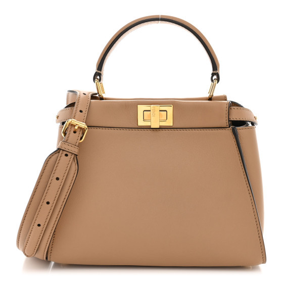 Fendi Vitello Seta Nabuk Pequin Mini Peekaboo Iconic Satchel Cuoio Tobacco Moro | FASHIONPHILE (US)