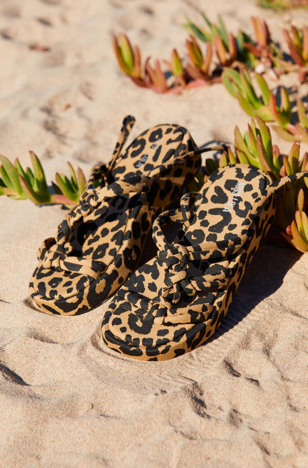 Miss Lola | Sun Soaked Leopard Platform Sandals | MISS LOLA