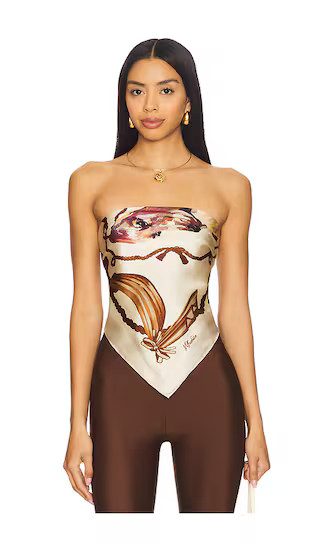 Silk Printed Scarf Top in Brown Dog | Revolve Clothing (Global)