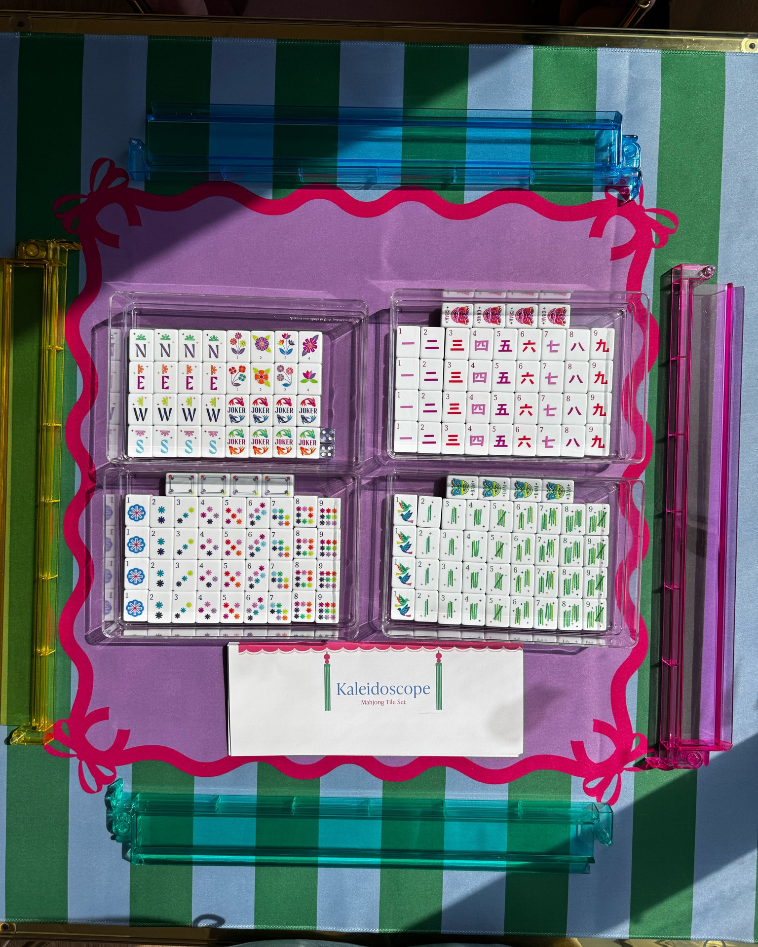 Mahjong Co. tiles. Use code PINKLOTUS on www.mahjongco.com to save 10% off
Featuring: Kaleidoscope, Celestial, Zest

Linking Amazon mats and Oh My Mahjong racks below
#mahjong #mahjongtiles
#mahjongracks
#mahjongmats

#LTKootd #LTKSeasonal #LTKHome