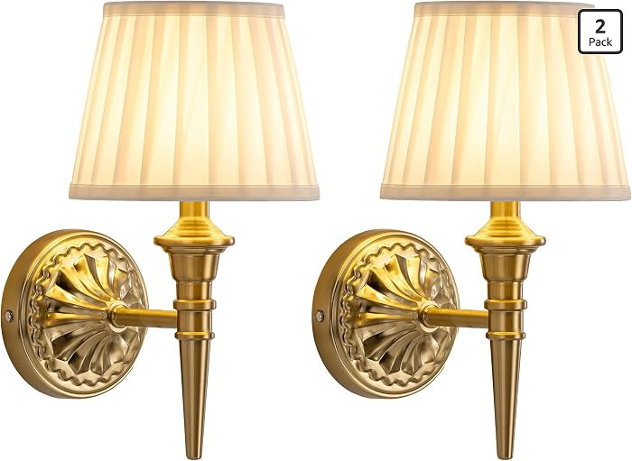 KDG Cordless Wall Sconces Set of 2, Small Wireless 5200mAh Rechargeable Battery Fabric LED Wall L... | Amazon (US)