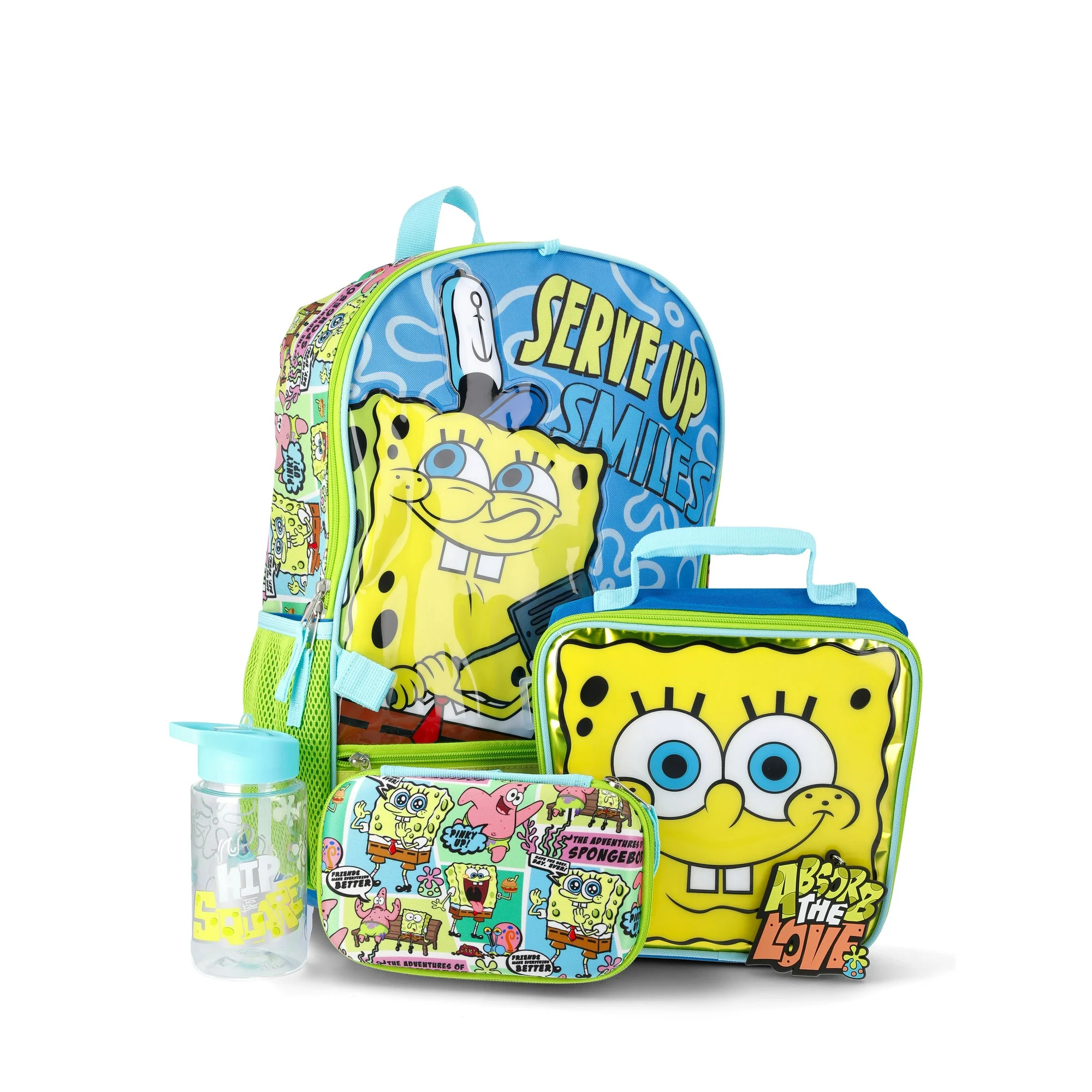 SpongeBob SquarePants Boys or Girls 17" 5-Piece Backpack Set, Green | Walmart (US)