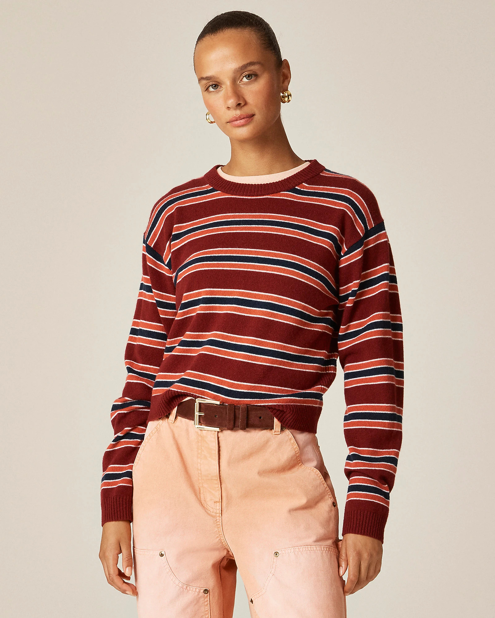 Perfect cashmere crewneck sweater in stripe | J. Crew US