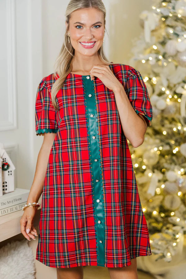 All My Dreams Red Tartan Plaid Shift Dress | The Mint Julep Boutique