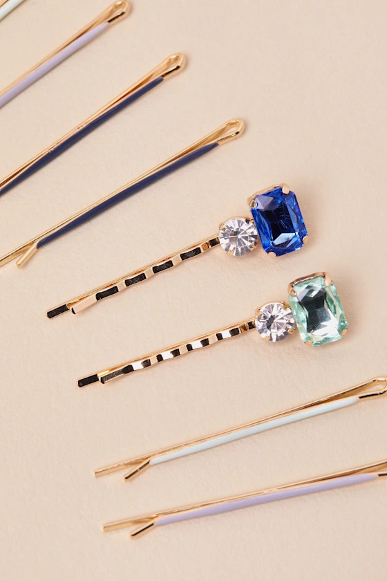 Metal Gold Cloud and Gem 8-Piece Hair Pin Set | Lulus
