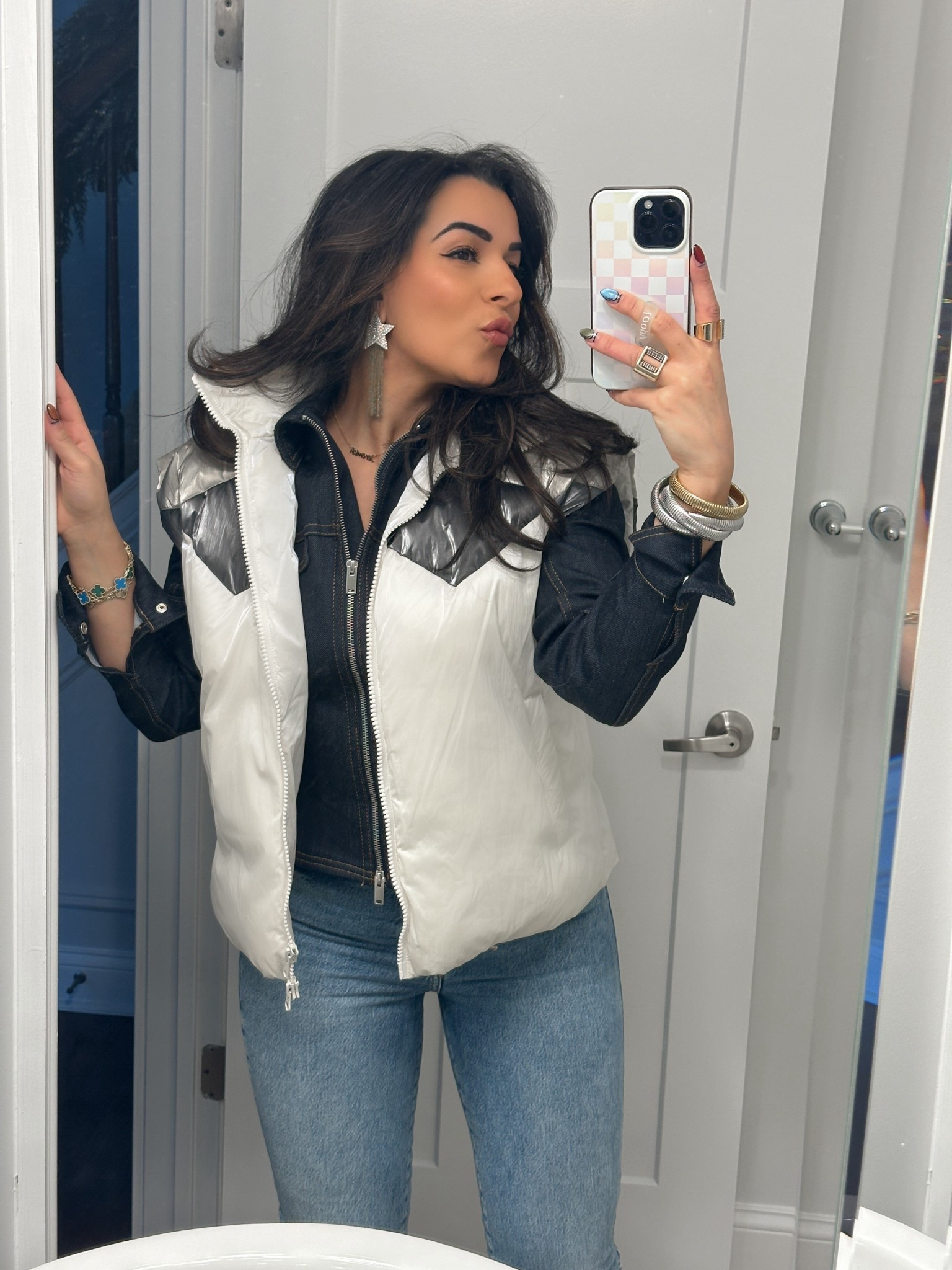 Wearing a white puffer vest layered over a fitted denim zip jacket & classic straight-leg jeans — the perfect combo for running errands, casual dinners, or everyday mom life! 
This is one of those outfits you can throw on, accessorize a bit & still feel chic!!! 

Shop it on my LTK 🤍

white puffer vest, black zip jacket, straight leg jeans, casual fall outfit, everyday layered look, neutral outfit inspo, mom style, chic casual outfit
#ltkfashion #ltkstyle #ltkoutfit #ltkfallstyle #ltkeveryday #ltklayeredlook #ltkcasual #ltkneutralstyle

#LTKHoliday #LTKBeauty #LTKootd