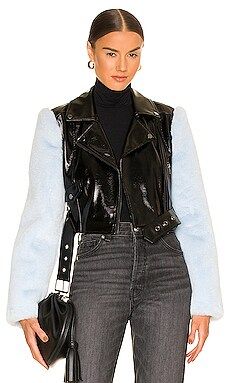 Camila Coelho Florencia Moto Jacket in Black & Blue from Revolve.com | Revolve Clothing (Global)
