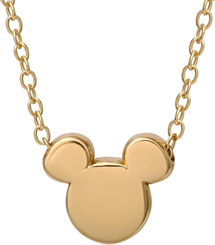 Disney Mickey Mouse and Minnie Mouse Slider Pendant Necklace, Gold Plate Over Sterling Silver, 18... | Amazon (US)