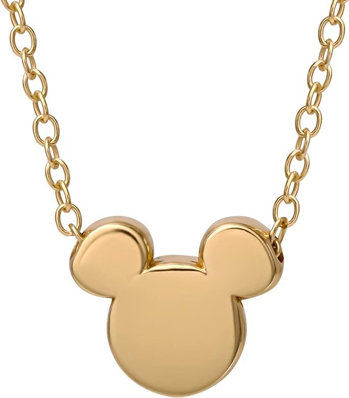 Disney Mickey Mouse and Minnie Mouse Slider Pendant Necklace, Gold Plate Over Sterling Silver, 18... | Amazon (US)