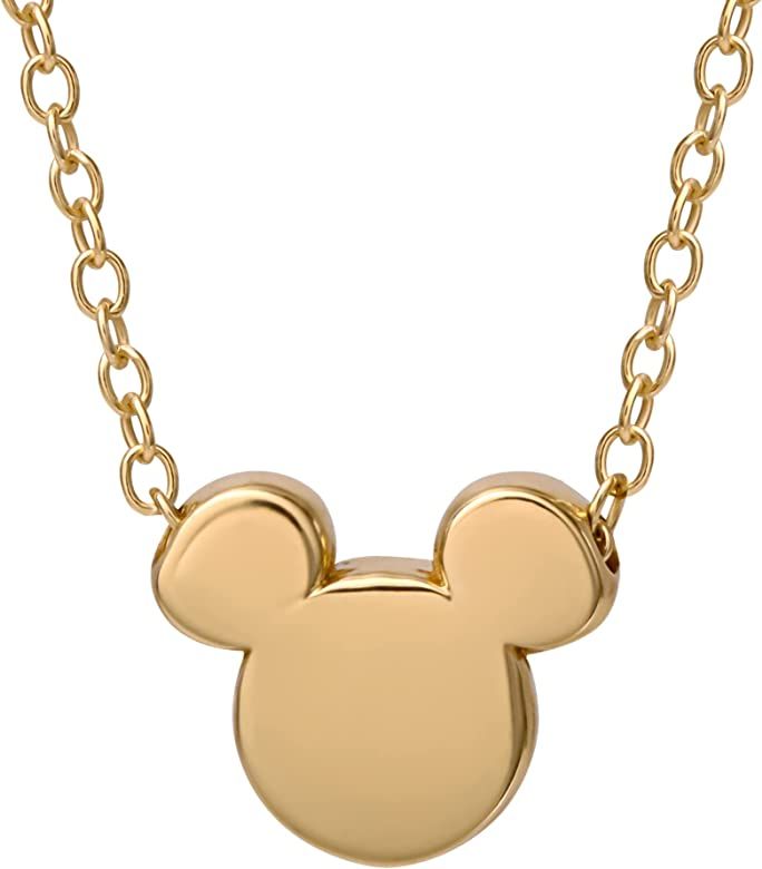 Disney Mickey Mouse and Minnie Mouse Slider Pendant Necklace, Gold Plate Over Sterling Silver, 18... | Amazon (US)