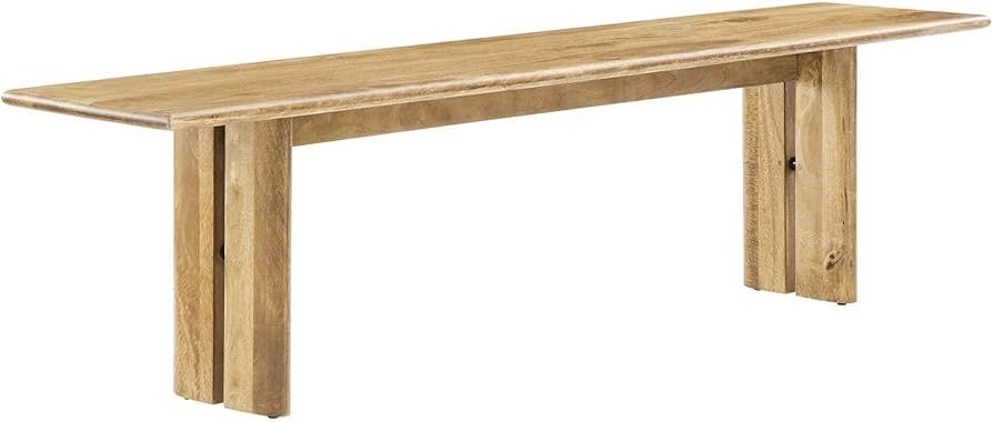 Modway Amistad 72" Solid Wood Modern Farmhouse Dining Bench in Oak | Amazon (US)