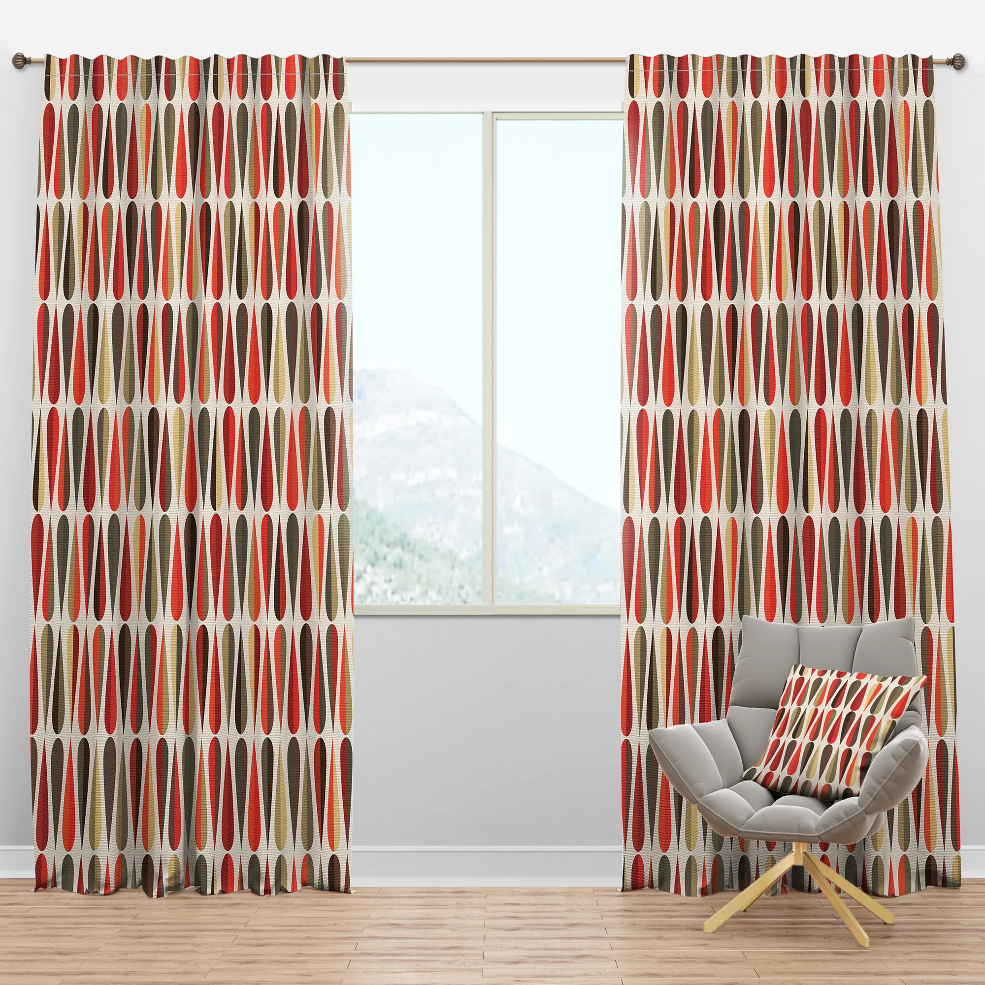 Retro Abstract Drops V - Mid-Century Curtain - Velvet Room darkening - 1 panel | Wayfair North America