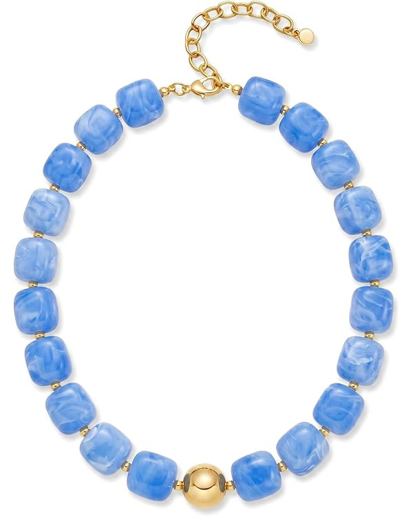 Summer Beach Jewelry Chunky Beaded Necklace for Women Trendy Statement Big Colorful Bubble Resin ... | Amazon (US)