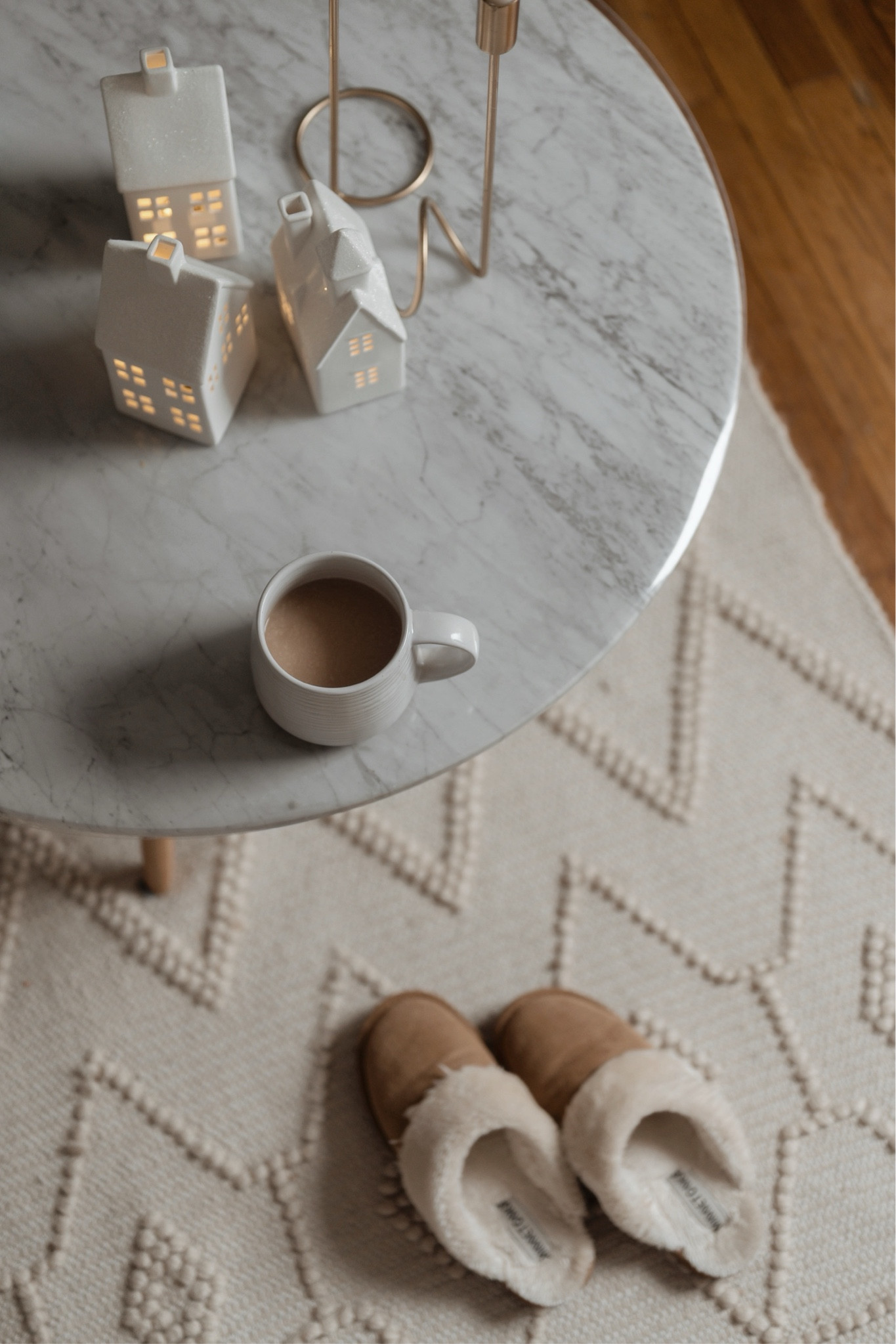 a cozy morning ☕️
—
Mug, cozy slippers, bedroom slippers, Christmas village, ceramic light up village, beige rug, marble coffee table

#LTKFindsUnder50 #LTKHome
