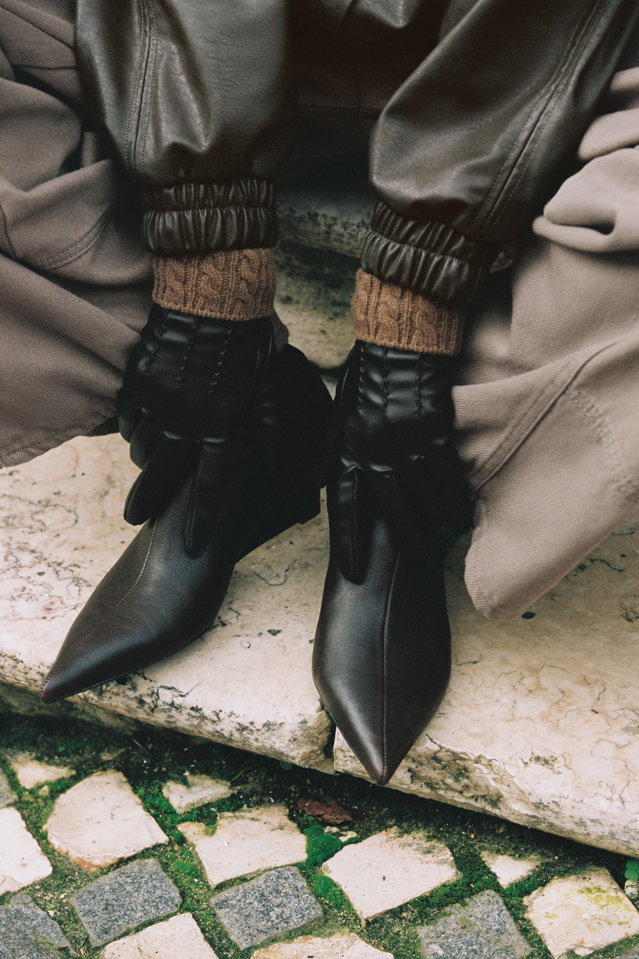 FAUX LEATHER WOOL BLEND GLOVES | Zara US