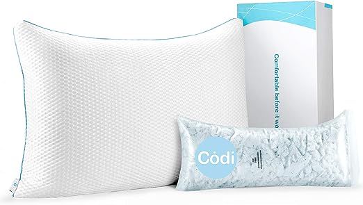 Codi Hybrid Adjustable Memory Foam Cooling Gel Pillow for Sleeping | Cool Bed Pillows for Hot Sle... | Amazon (US)