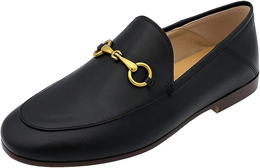 Coonek Women's Loafers,Low Heel Flats Leather Slip On for Girls Slides Lady Work Mules | Amazon (US)