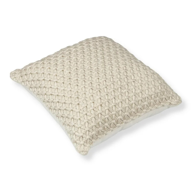 Mainstays Honeycomb Ivory Throw Pillow, 18" x 18" | Walmart (US)