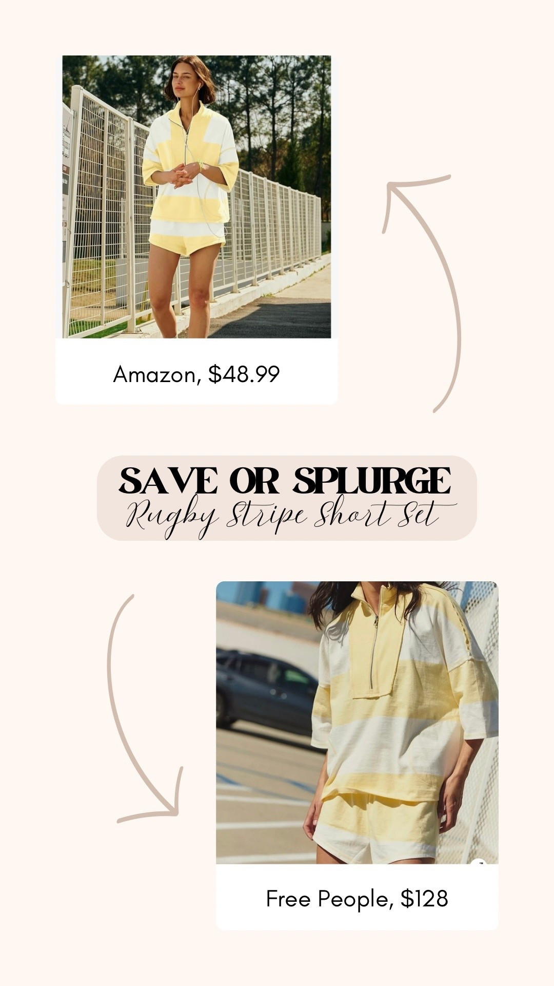 Save vs. Splurge👀 The viral rugby stripe short set everyone loves is back featuring the premium version at $128 vs. the lookalike for just $48! Both are perfect for casual summer outfits, athleisure style, travel days, lounging, and running errands, but one comes in 7 colors and the other in 41 🤯 Think comfy matching sets, oversized fit, breathable fabric, and effortless sporty chic vibes. Which would you choose—designer dupe on a budget or the original splurge