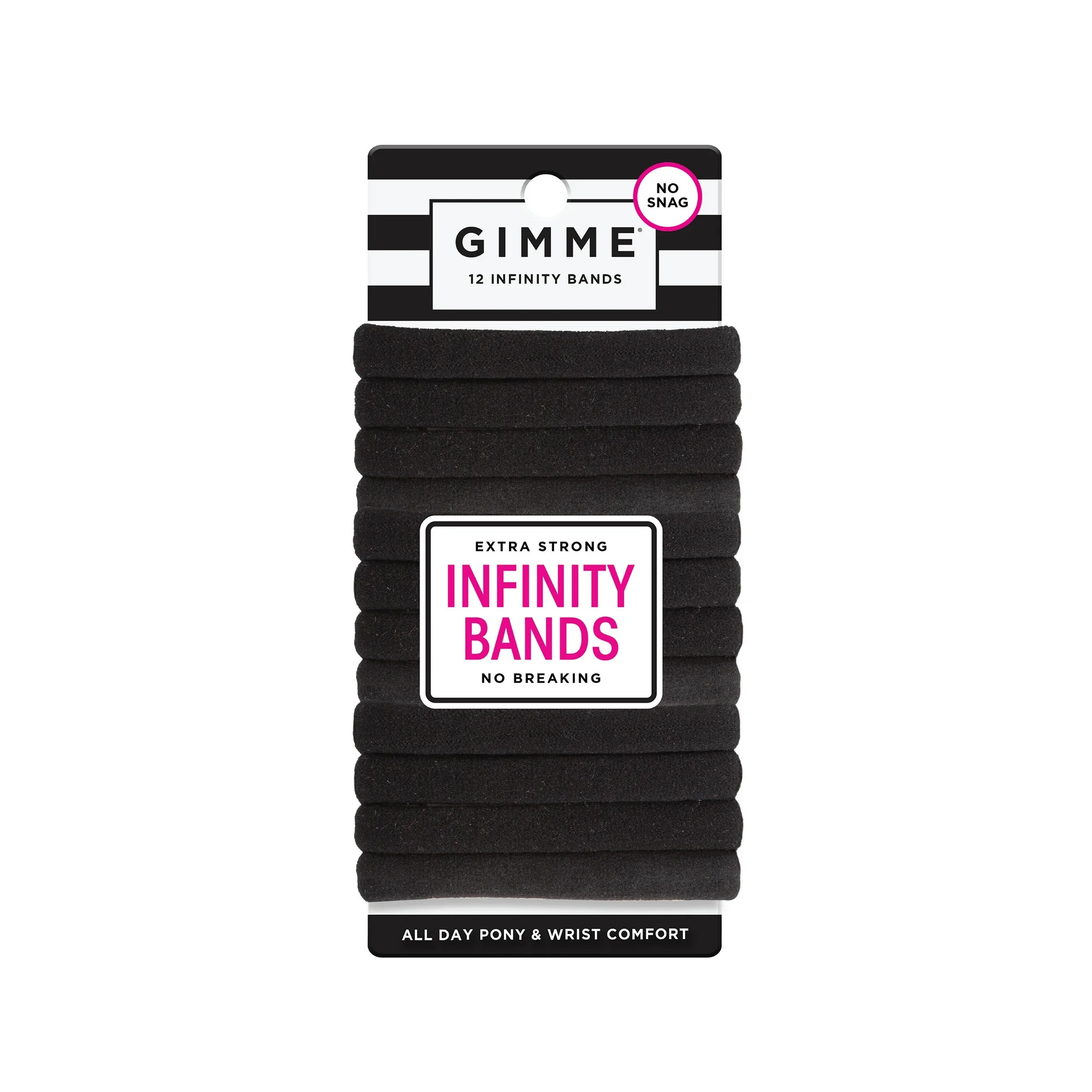 Gimme Seamless Hair Ties for Medium Fit Hair, Microfiber, Black, 12 Count | Walmart (US)