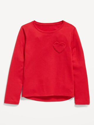 Softest Long-Sleeve Heart-Pocket T-Shirt for Girls | Old Navy (US)