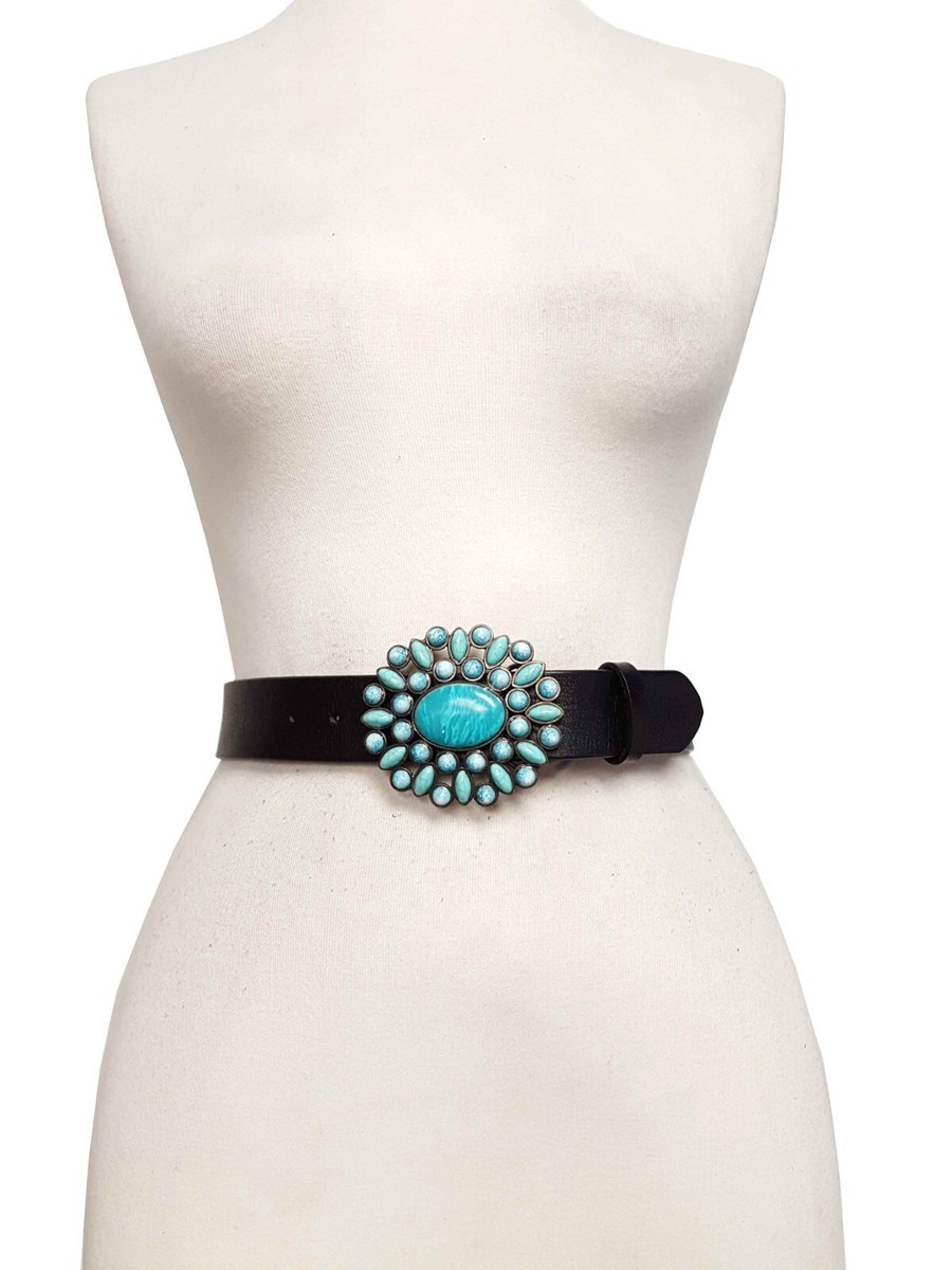 Western Turquoise Buckle with genuine leather belt | eBay | eBay US