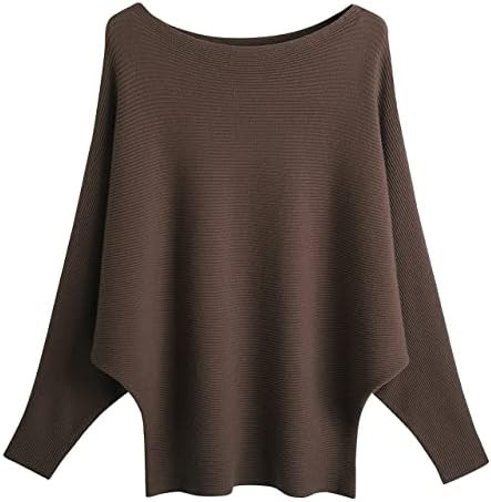 GABERLY Boat Neck Batwing Sleeves Dolman Knitted Sweaters and Pullovers Tops for Women | Amazon (US)