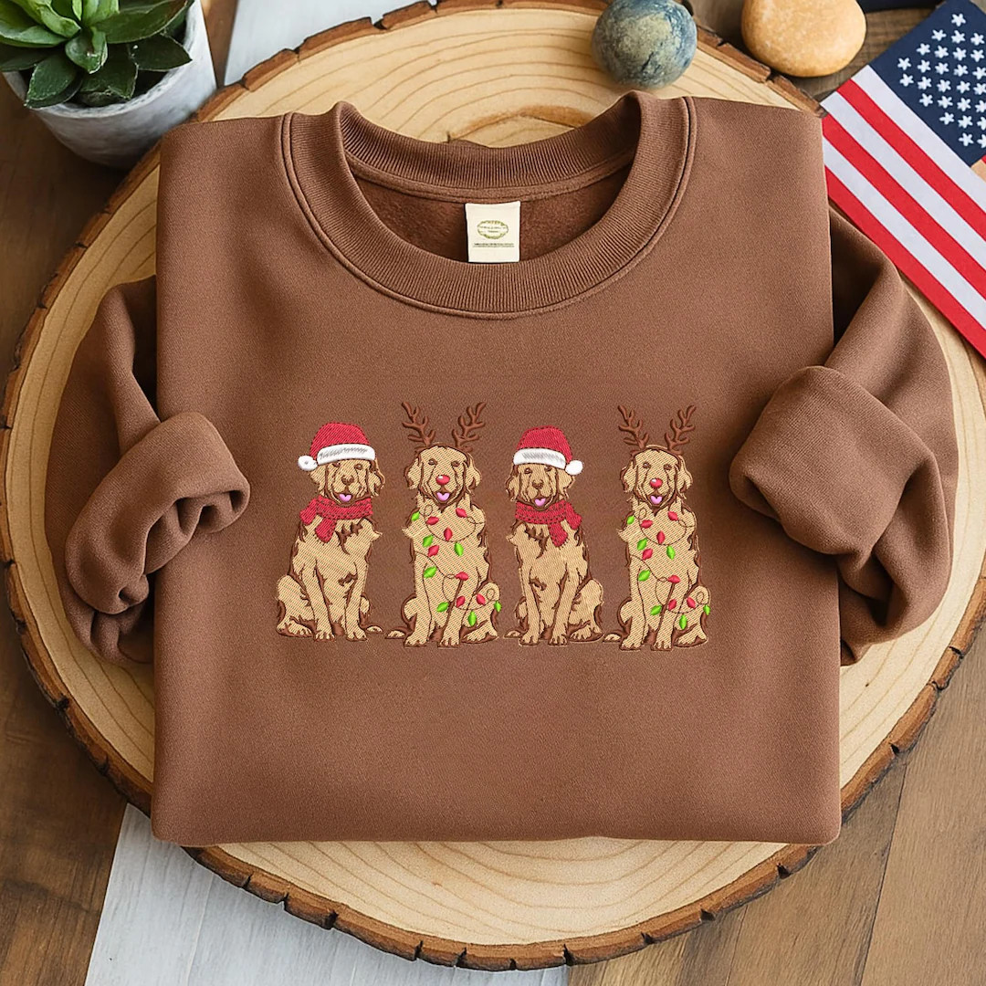 Embroidered Golden Retriever Christmas Sweatshirt: Holiday Dog Lover Gift | Etsy (US)