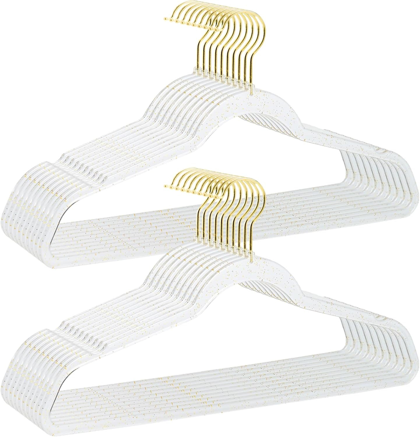 Clear Clothes Hangers 16", 20 Pack Plastic Coat Hanger for Adult Closet, Durable Ganchos de Ropa with Swivel Hook, Thin Space Saving Perchas de Plástico for Spaghetti Strap Dress Suit | Amazon (US)
