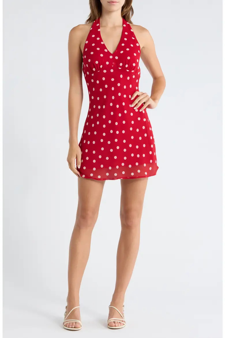 Polka Dot Halter Neck Minidress (Women) | Nordstrom | Nordstrom