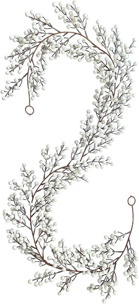 Amazon.com: 5.9 FT White Berry Christmas Garland Artificial Berry Garland Winter Greenery Garland... | Amazon (US)