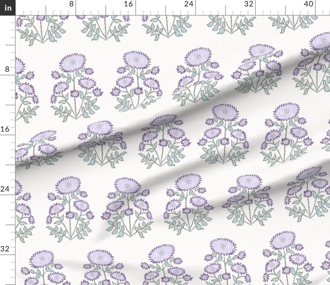 Melanie Block Bloom Purple and Aqua Fabric | Spoonflower | Spoonflower